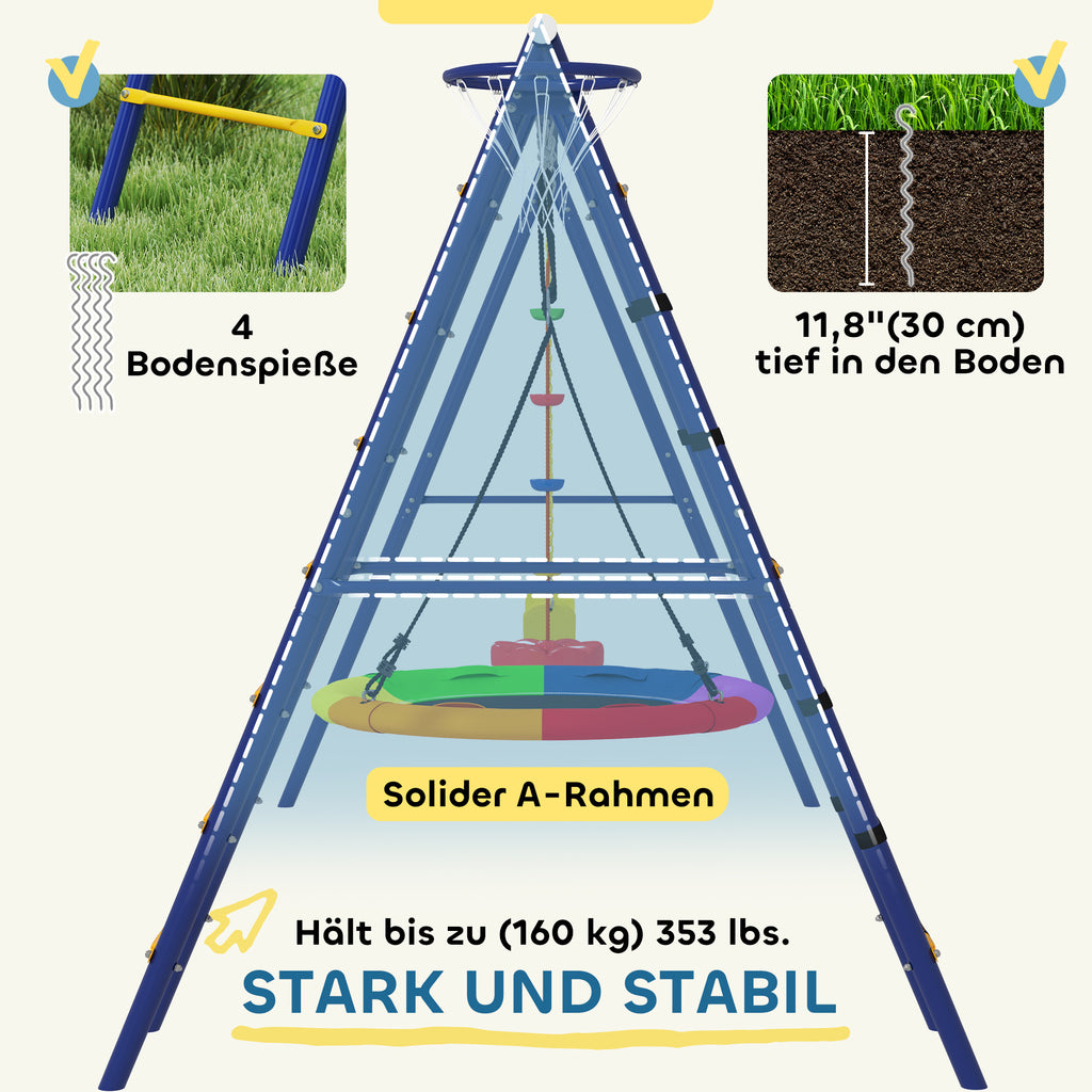 AIYAPLAY Kinderschaukel-Set, Stahl, 3-8 Jahre, 6-in-1-Design, Bunt