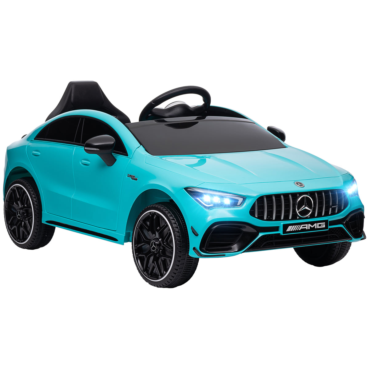 AIYAPLAY Kinder-Elektroauto, fernsteuerbar, mit Transportrollen, LED-Lichter, Hupe, für Kinder von 3-6 Jahren, Hellblau
