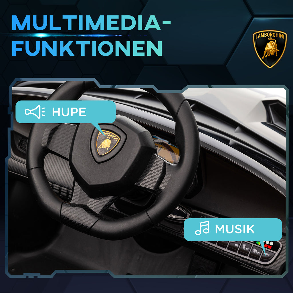 HOMCOM Elektro Kinderauto, lizenzierter Lamborghini Veneno, 3-7 km/h, Flügeltüren, Musikplayer, Fernsteuerung, Schwarz