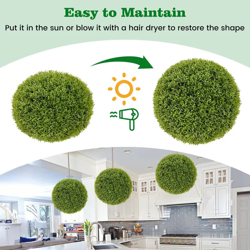 2-Pack 20-Inch Artificial Boxwood Topiary Balls – UV-Resistant Round Faux Plants for Outdoor Use