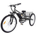 26″ Adult Electric Tricycle – 3-Wheel Fat-Tire E-Trike with 7-Speed Gearing, 350W Motor & Removable 36V 10Ah Battery (Dark Gray)