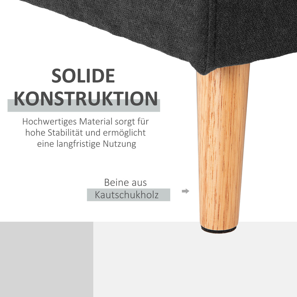 HOMCOM 3-Sitzer-Sofa Sofa Couch Ecksofa, mit Chaiselongue, Knopfheftung, 193 x136 x 85 cm, Schwarz