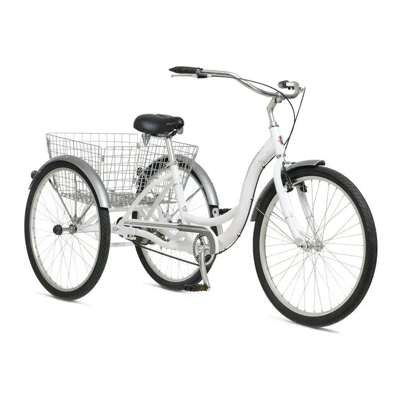 2025 Schwinn Meridian Adult Tricycle – Low-Step Beach Cruiser with 26″ Wheels, Rear Basket & Comfort Seat