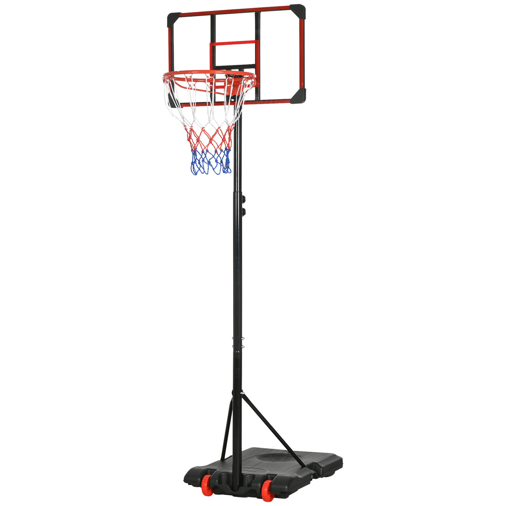 SPORTNOW Outdoor-Basketballkorb, 178-208 cm Verstellbare Korbhöhe, Basketballständer mit Rollen, für Kinder, Jugendliche, Rot