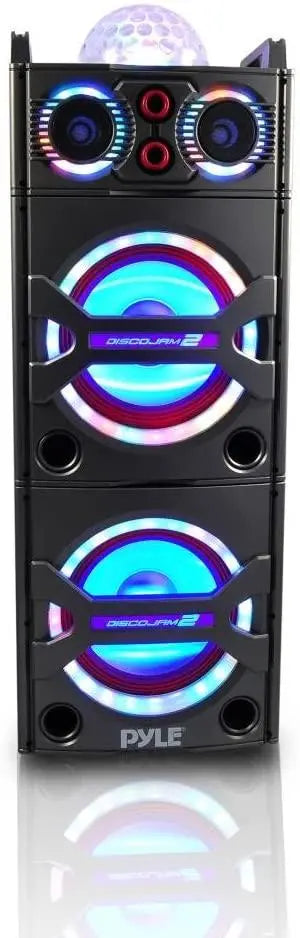 2000W Portable Bluetooth PA Speaker System – Outdoor Sound Amplifier with Mic Input, Party Lights, USB/SD/FM/AUX Support & Rolling Wheels