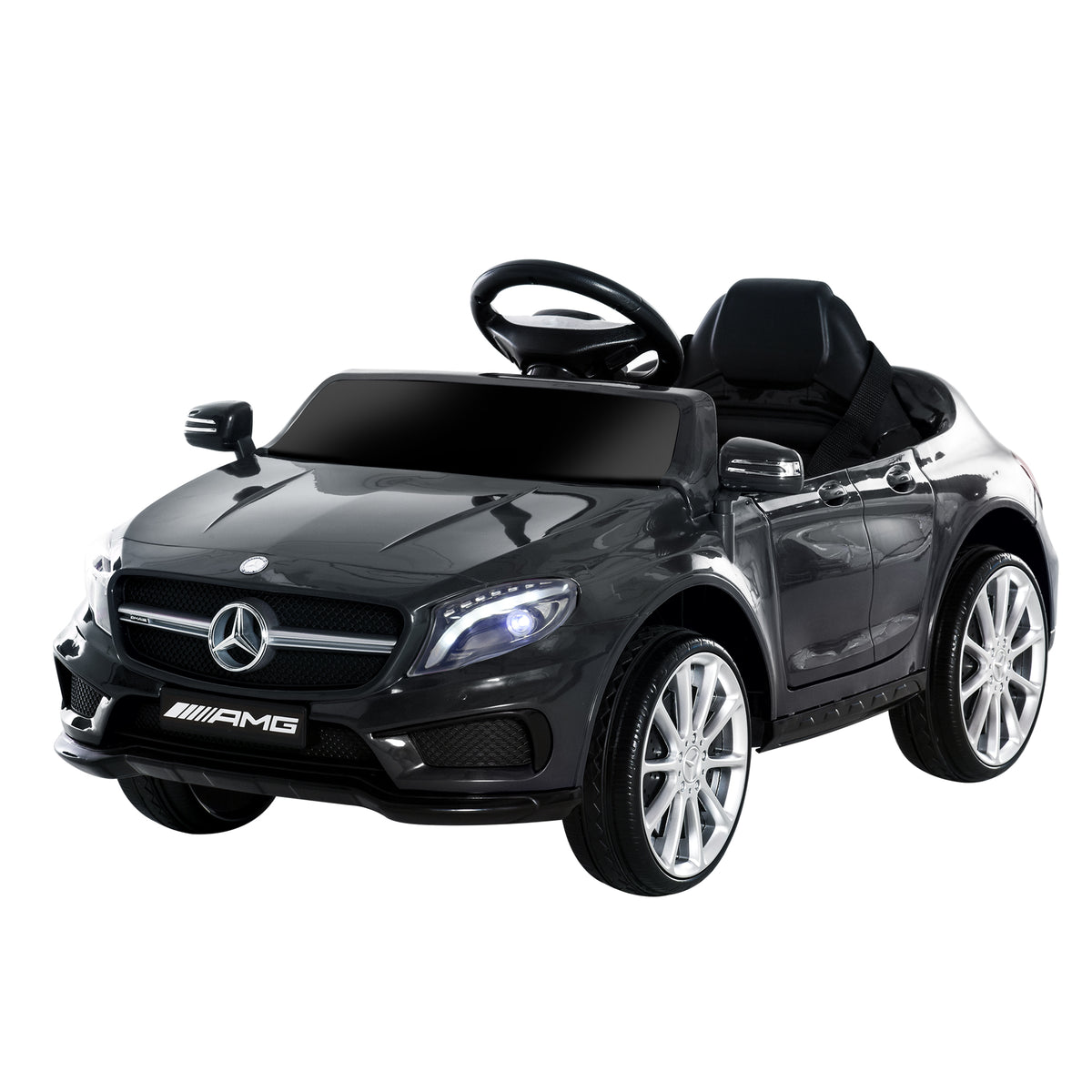 HOMCOM Elektroauto für Kinder unter Lizenz Mercedes Benz GLA AMG mit Fernbedienung MP3 USB Lichter und Sounds Schwarz