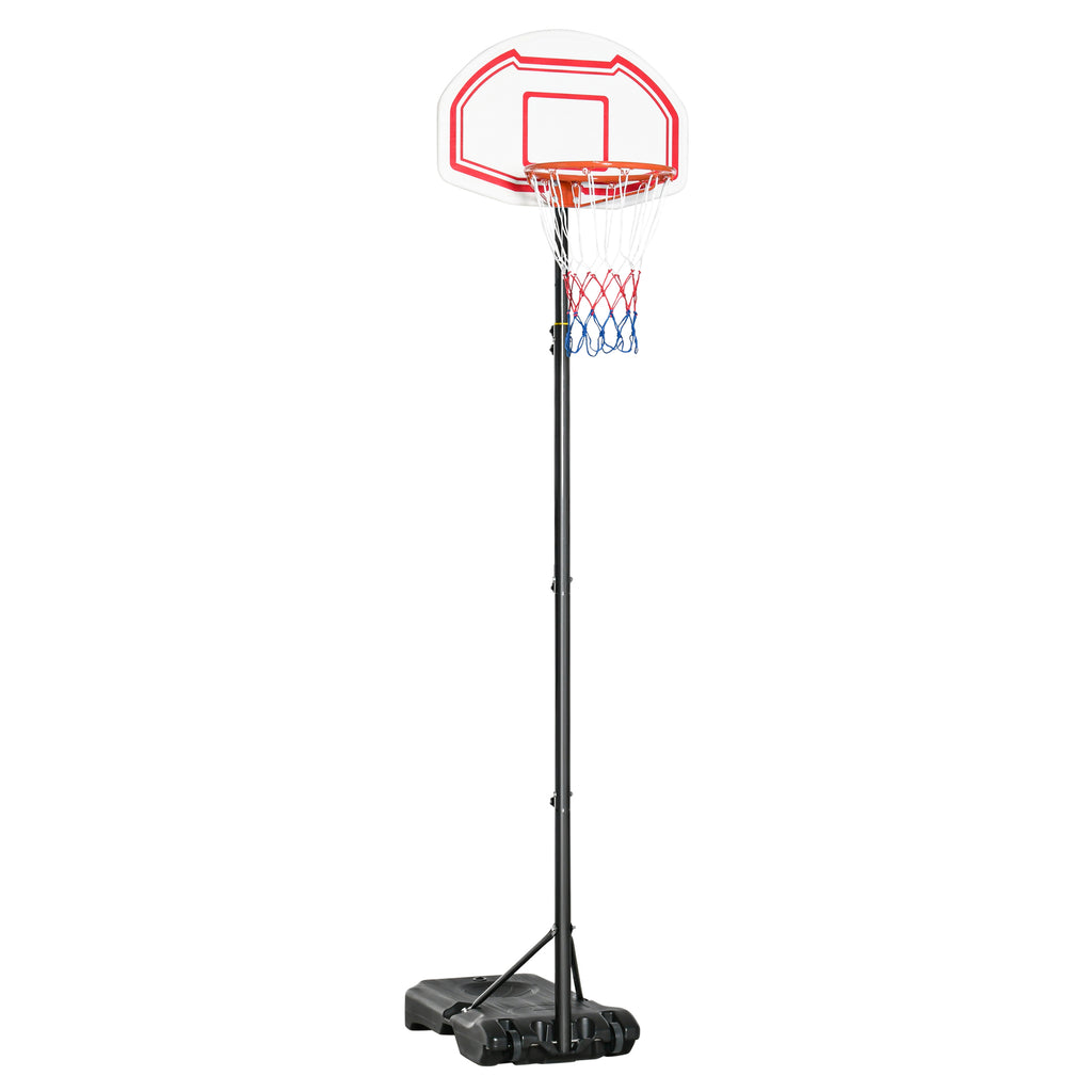 HOMCOM Outdoor-Basketballkorb mit Ständer und Standfuß zum Beschweren auf Rollen Höhenverstellbar 2,1-2,6 m (Basketballkorb) - Schwarz Weiß und Rot