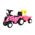 HOMCOM Rutschtraktor für Kinder mit Anhänger, Rechen und Schaufel, Pädagogisches Spielzeug für Kinder von 12-36 Monaten, 91x29x44cm, Rosa