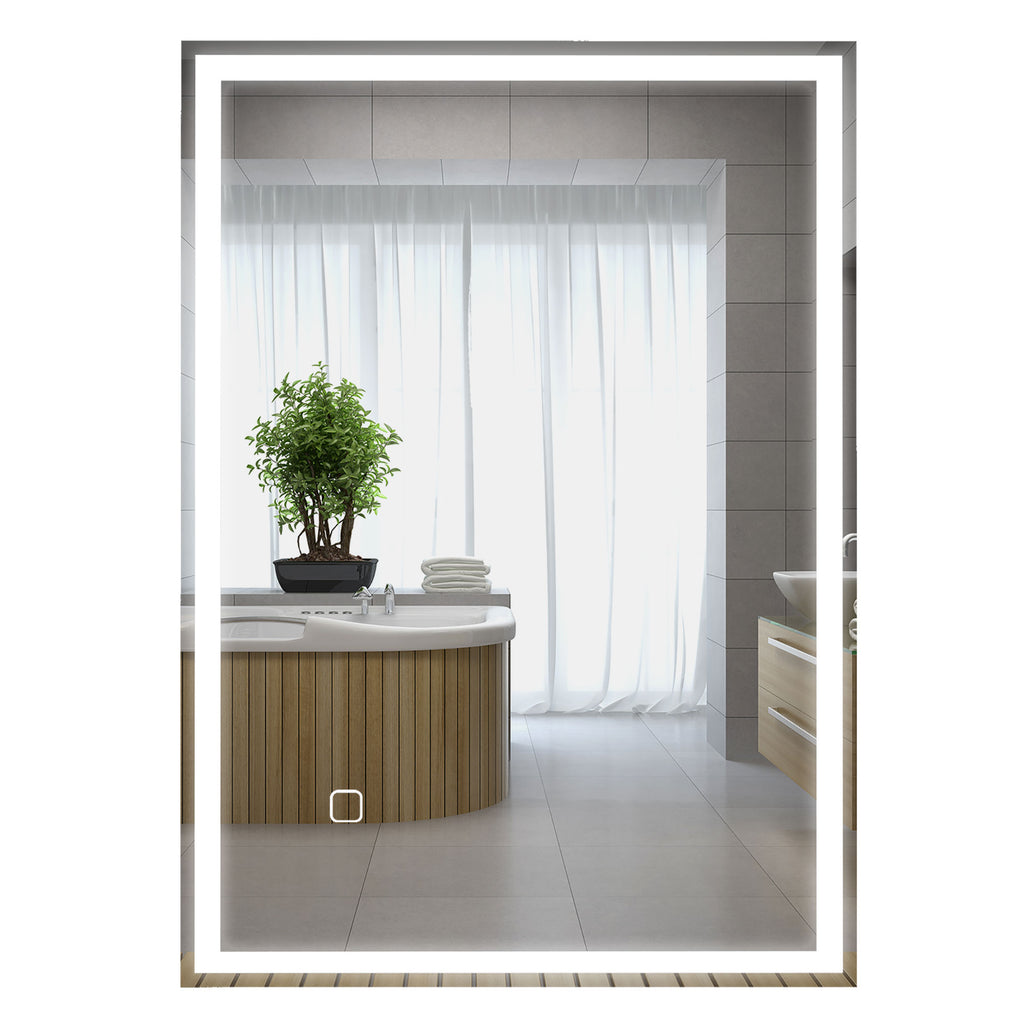 HOMCOM Badspiegel Badezimmerspiegel Wandspiegel LED´s. Berührungsschalter, Weiß