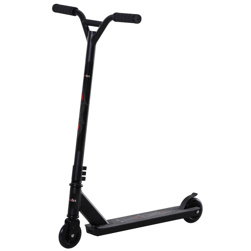 Homcom Pro Stunt Scooter für Kinder & Erwachsene, Freestyle Tretroller, 100mm Kunstleder-Räder, Aluminium Schwarz, für Tricks