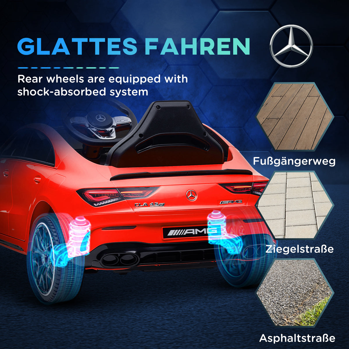 AIYAPLAY Kinder-Elektroauto, fernsteuerbar, mit Transportrollen, LED-Lichter, Hupe, für Kinder von 3-6 Jahren, Rot