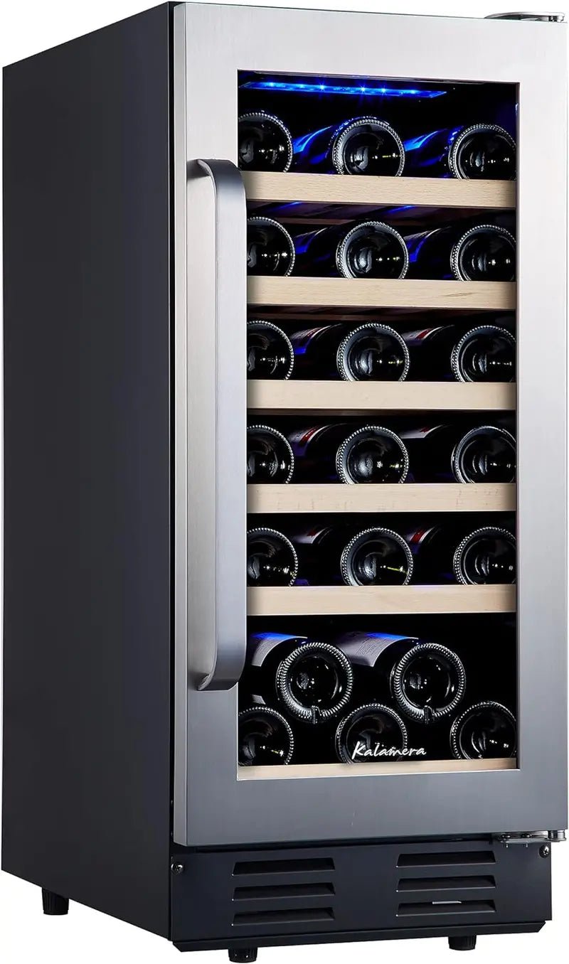 24-Inch Dual-Zone Wine Cooler – 46-Bottle Capacity, Built-In or Freestanding Stainless Steel Fridge