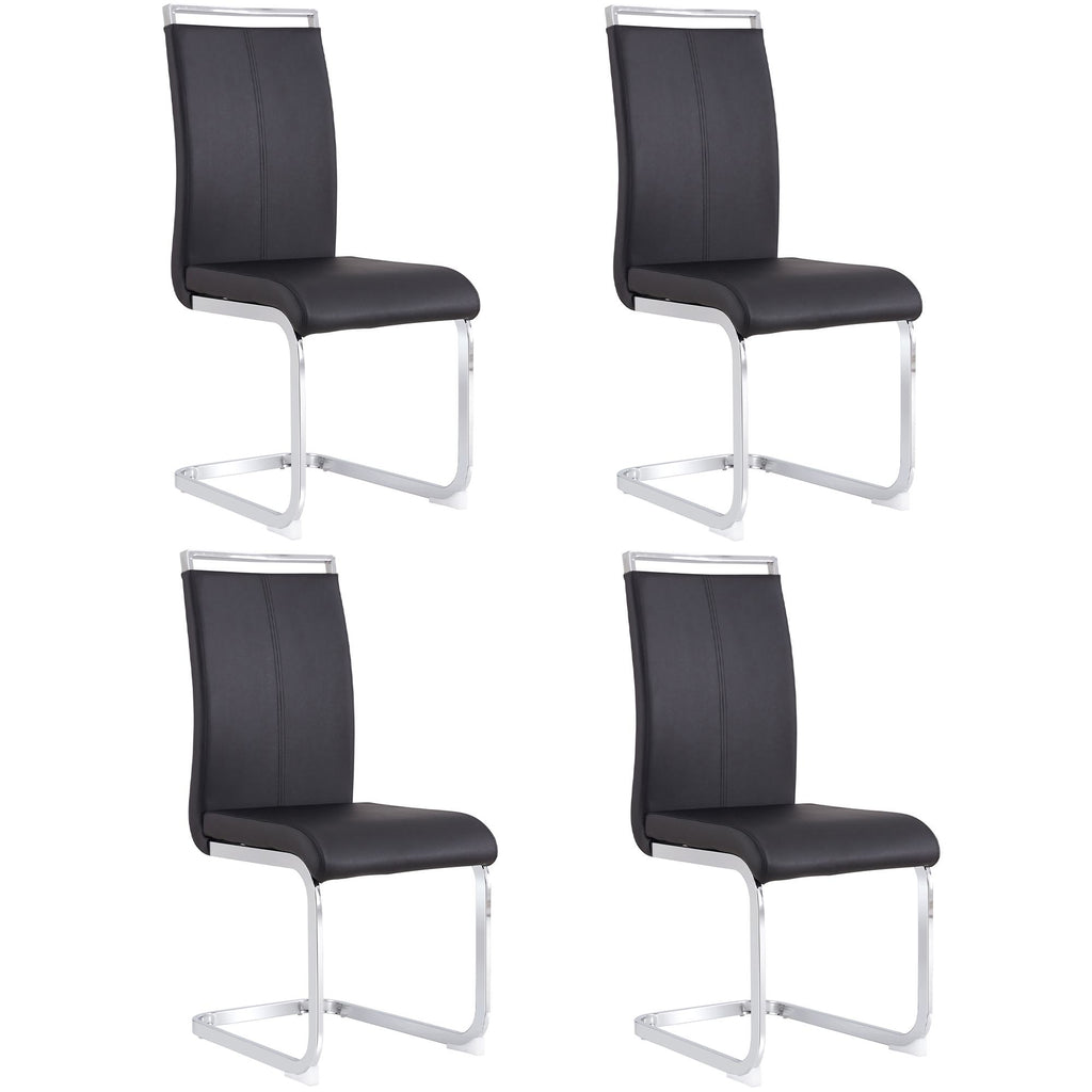 Esszimmerstühle 4er Set, Metallgestell, Ergonomischer Design, 43x54x100 cm, Schwarz