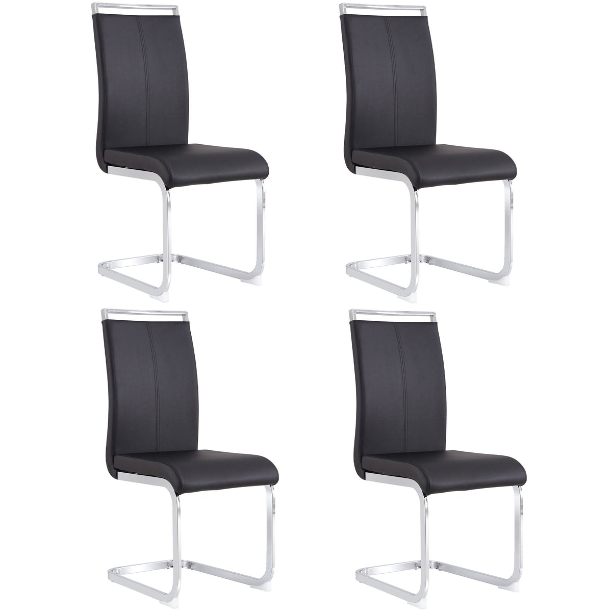 Esszimmerstühle 4er Set, Metallgestell, Ergonomischer Design, 43x54x100 cm, Schwarz