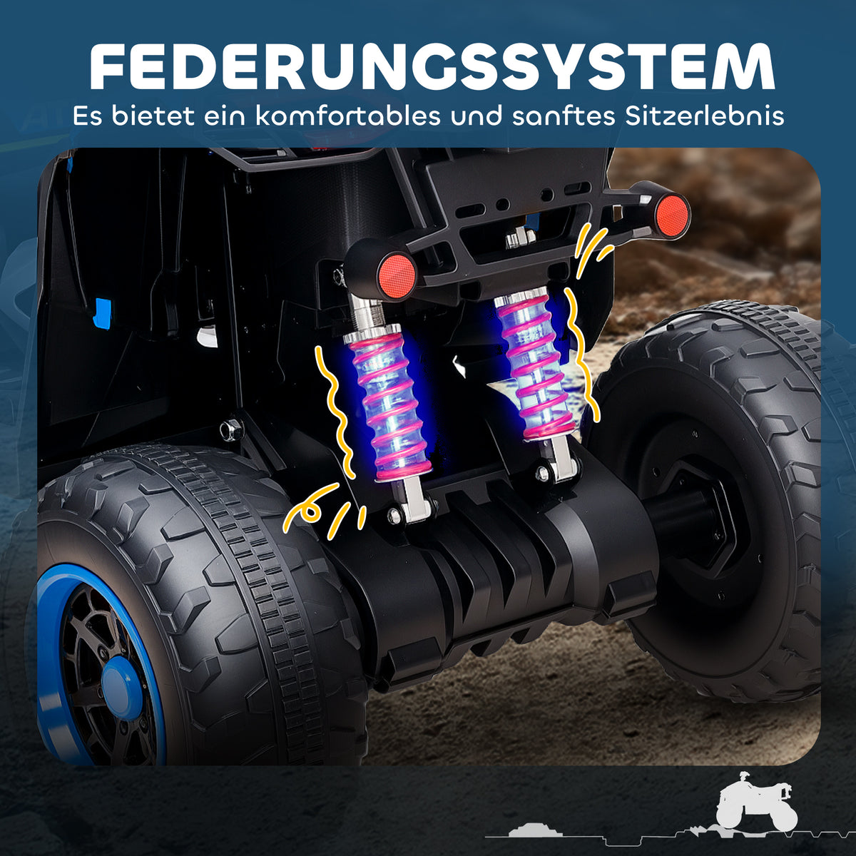 AIYAPLAY Elektroquad für Kinder, 3-6 km/h, LED-Scheinwerfer, Musik, USB, für 3-8 Jahre, Blau