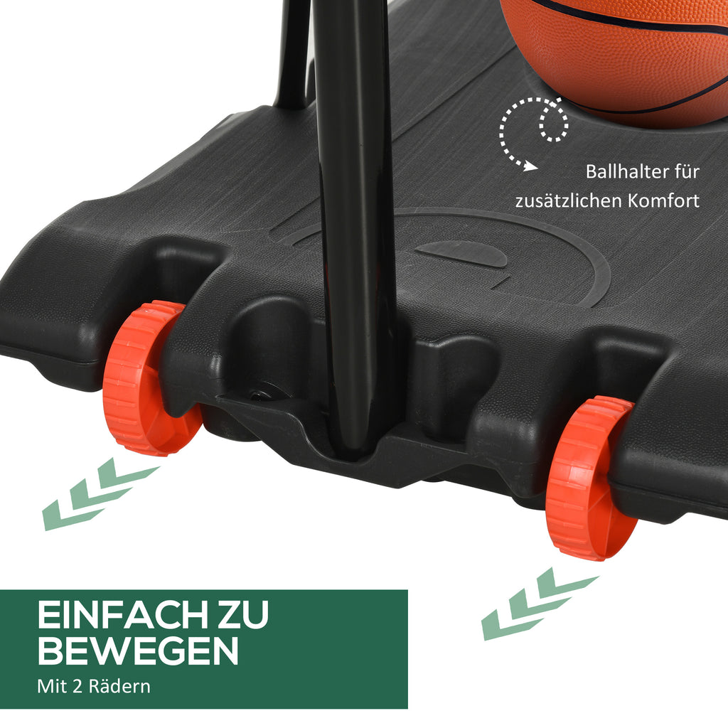 SPORTNOW Outdoor-Basketballkorb, 178-208 cm Verstellbare Korbhöhe, Basketballständer mit Rollen, für Kinder, Jugendliche, Rot