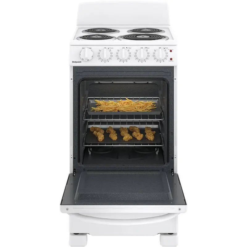 2025 20-Inch 4-Burner Electric Range – Freestanding White Smooth-Top Cooking Appliance