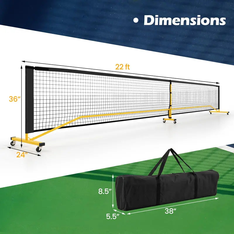 22-Foot Regulation Pickleball Net System – Powder-Coated Steel Frame with Adjustable Height and Weather-Resistant Net