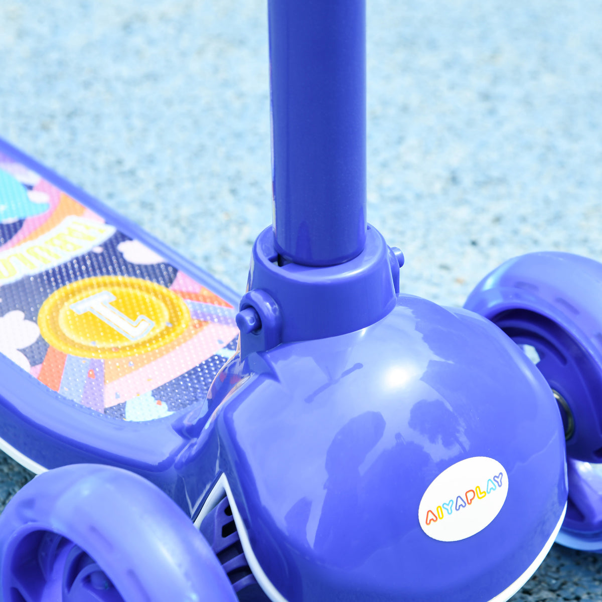 AIYAPLAY Kinderroller 3-Rad mit LED-Beleuchtung Höhenverstellbarer TPE-Lenker Hinterrad-Reibungsbremse 2 bis 6 Jahre Blau