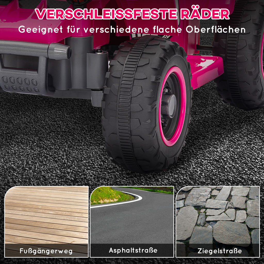 AIYAPLAY Elektrisches Quad Bike für Kinder, batteriebetrieben, fährt vorwärts und rückwärts, LED-Lichter, 18-36 Monate, Rosa