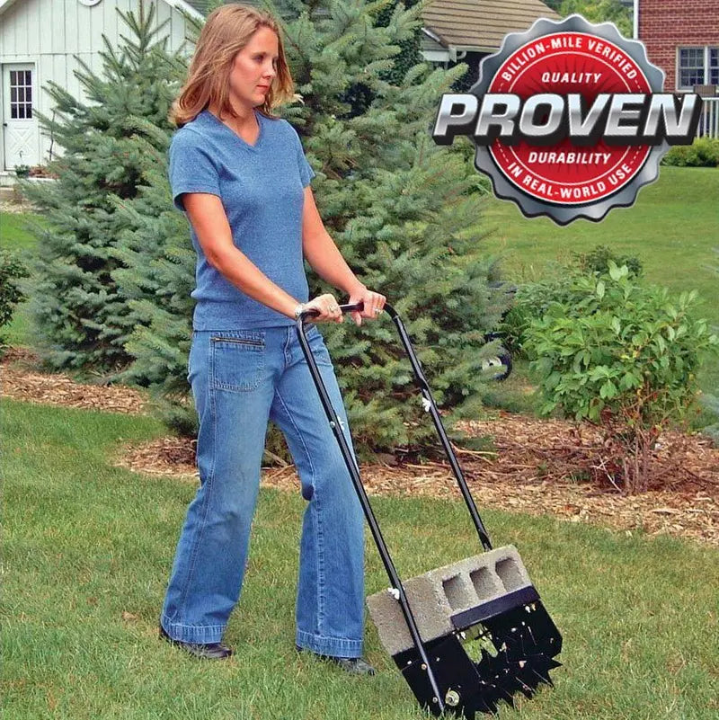 16-Inch Manual Lawn Spike Aerator – Ergonomic Push-Style Core Aerator with Comfort Grip Handle for Soil Aeration
