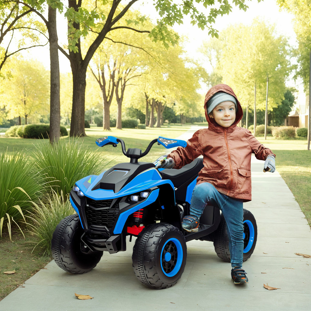 AIYAPLAY Elektroquad für Kinder, 3-6 km/h, LED-Scheinwerfer, Musik, USB, für 3-8 Jahre, Blau