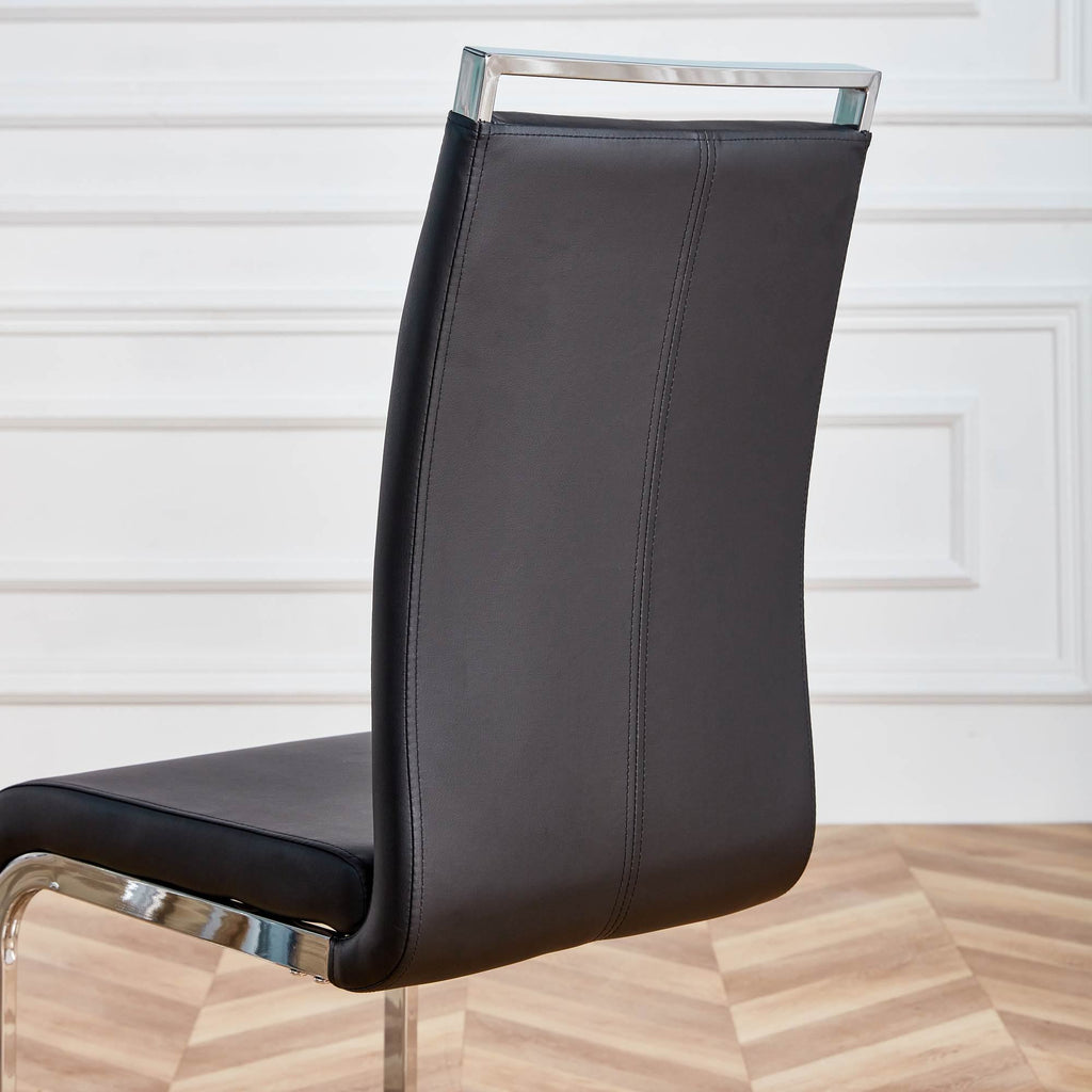 Esszimmerstühle 4er Set, Metallgestell, Ergonomischer Design, 43x54x100 cm, Schwarz