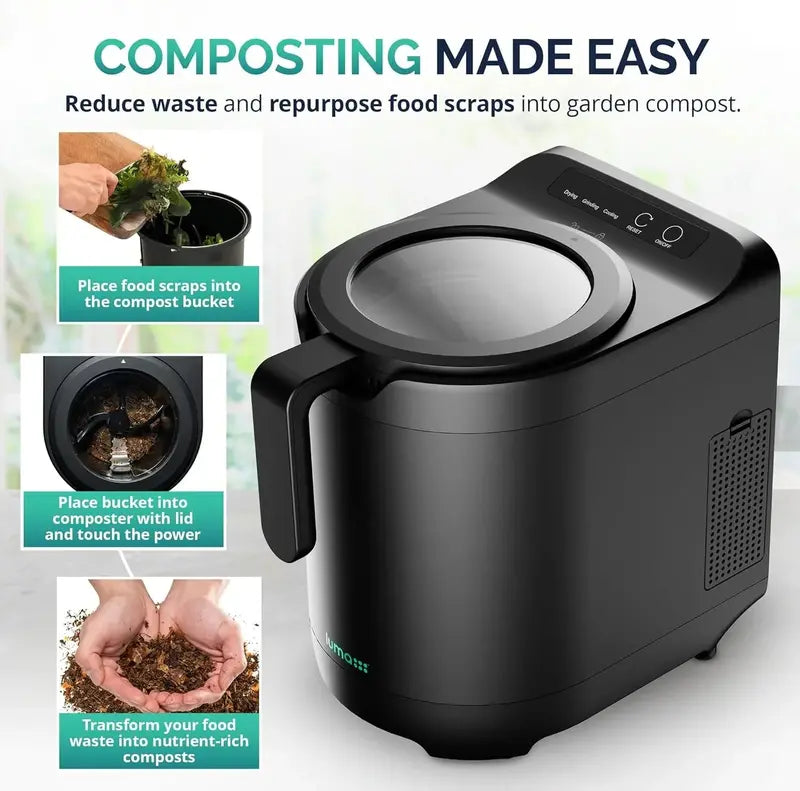 2.5L Electric Kitchen Composter – Odorless Countertop Food Waste Processor with Clear Lid