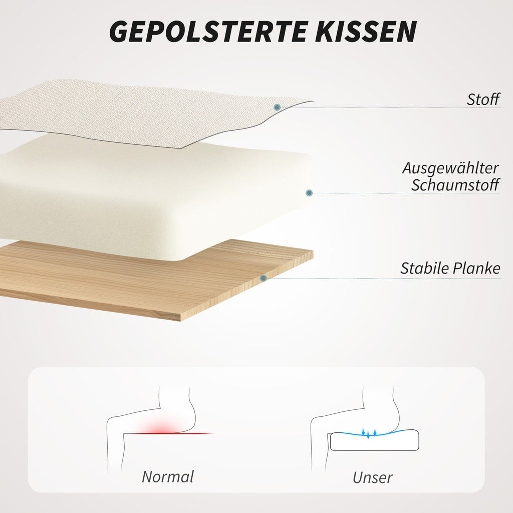HOMCOM Gepolsterter Bürostuhl, Schreibtischstuhl in Leinenoptik, goldfarbene Beine, höhenverstellbar, Beige