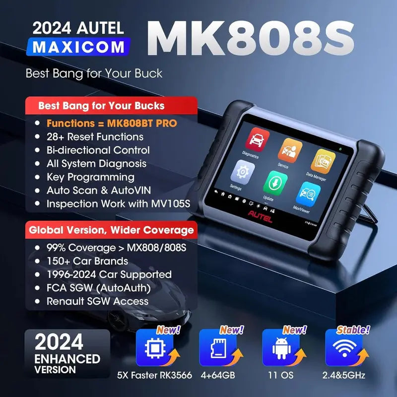 2024 MK808BT Pro-Compatible Bidirectional Diagnostic Tool with Active Test, All-System Scanning & Injector Coding Support