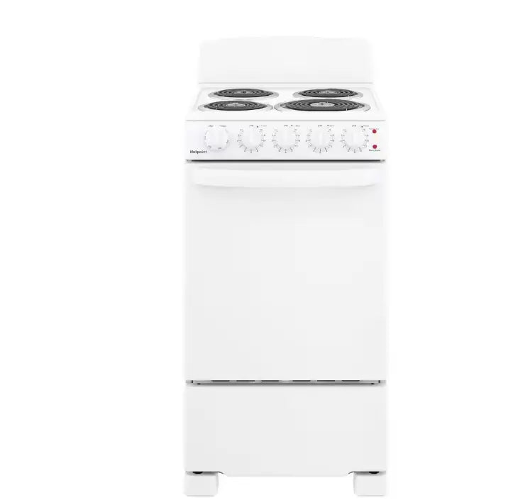 2025 20-Inch 4-Burner Electric Range – Freestanding White Smooth-Top Cooking Appliance