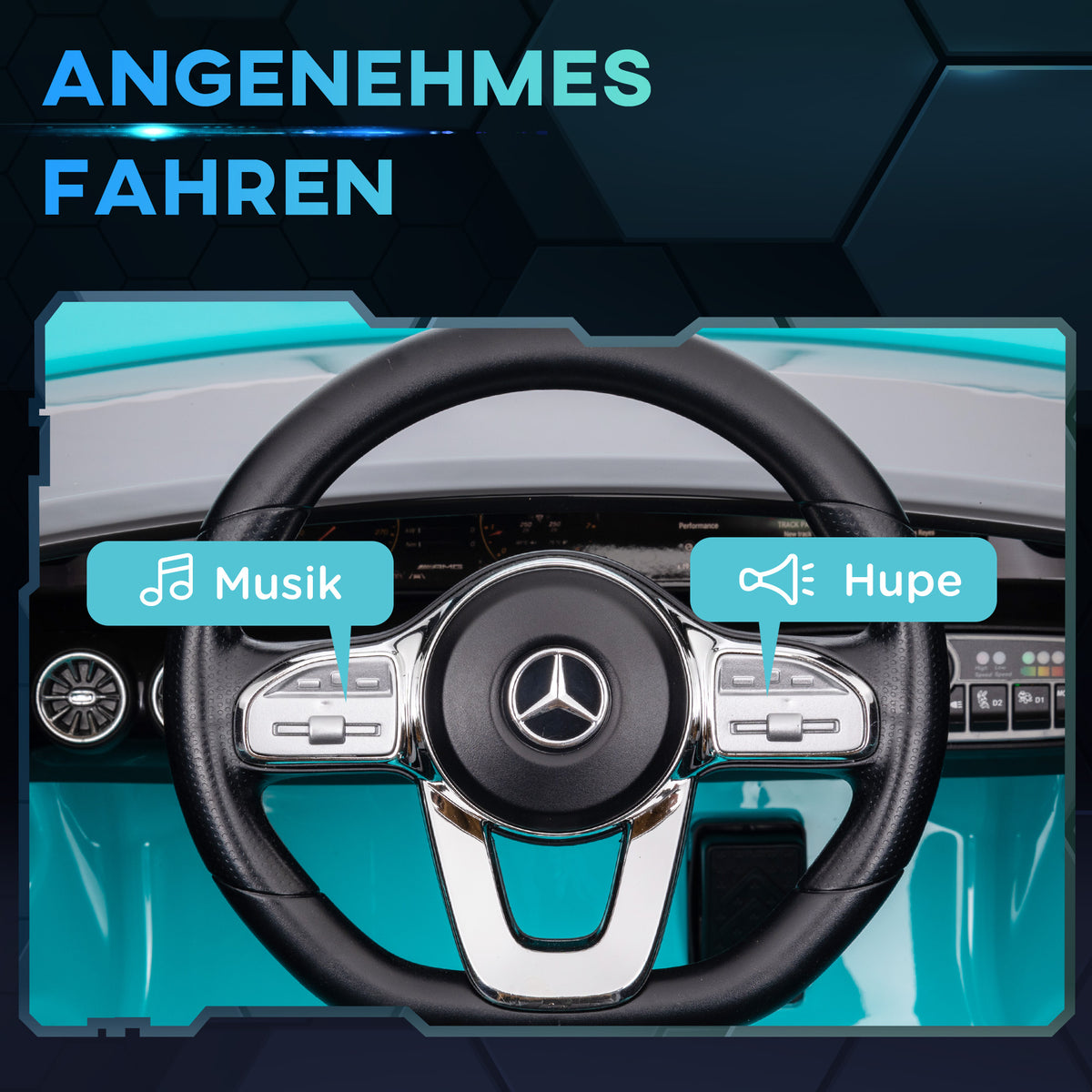 AIYAPLAY Kinder-Elektroauto, fernsteuerbar, mit Transportrollen, LED-Lichter, Hupe, für Kinder von 3-6 Jahren, Hellblau