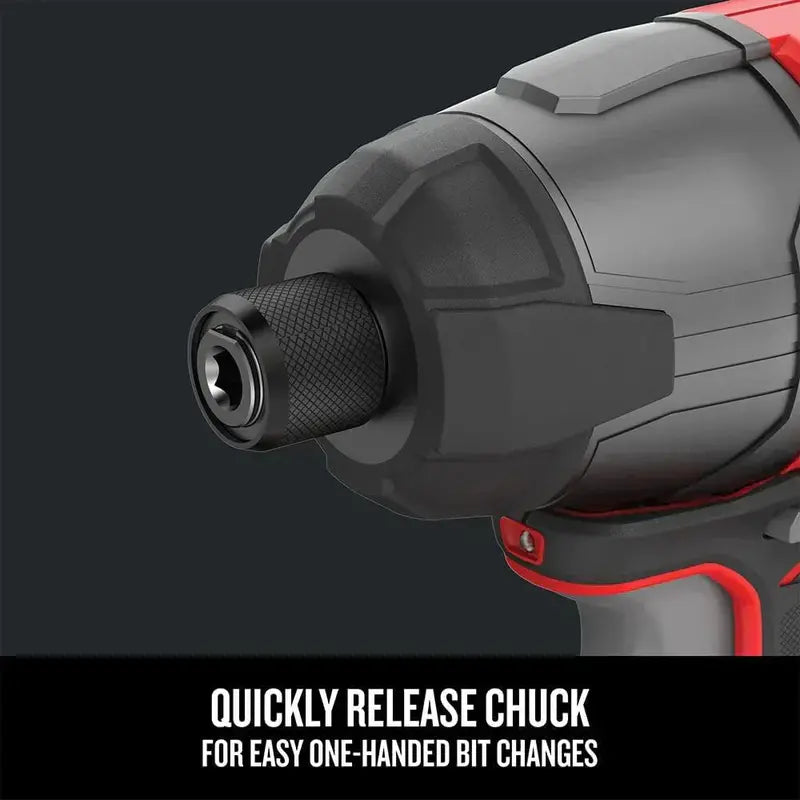 20V MAX Impact Driver with LED Light & Built-in Battery Charger – 2,800 RPM High-Torque Tool