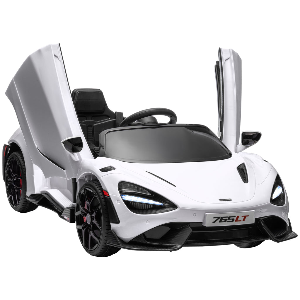 AIYAPLAY Kinder-Elektroauto mit Flügeltüren, fernsteuerbar, mit sanftem Antrieb und LED-Lichtern, Weiß