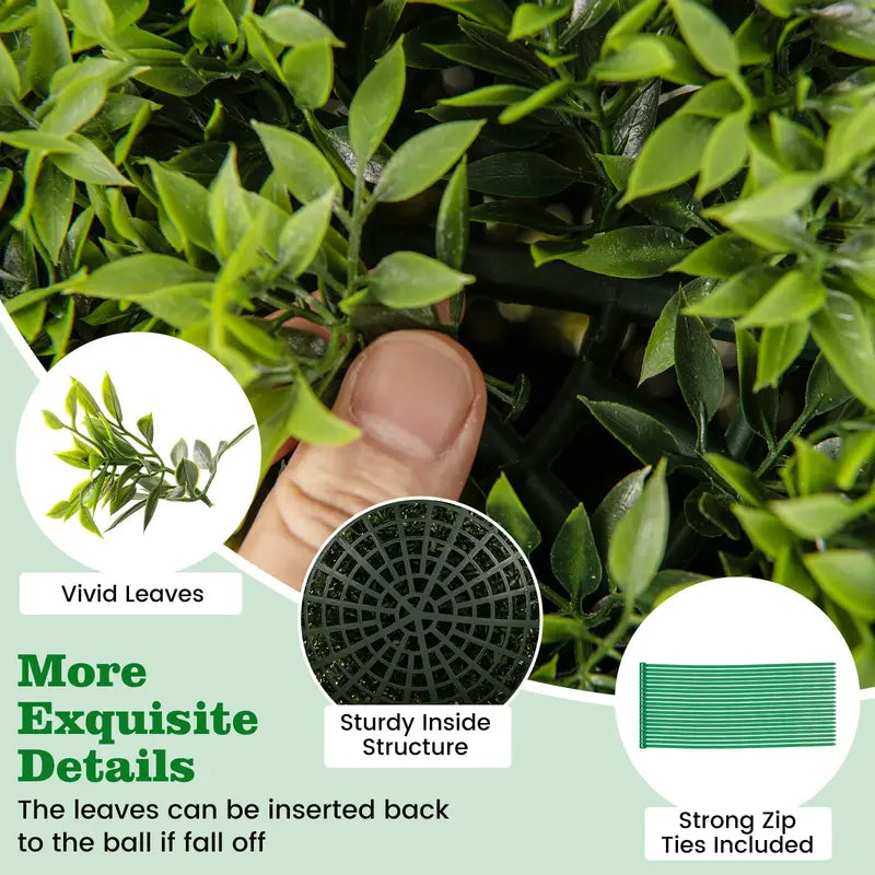 2-Pack 20-Inch Artificial Boxwood Topiary Balls – UV-Resistant Round Faux Plants for Outdoor Use